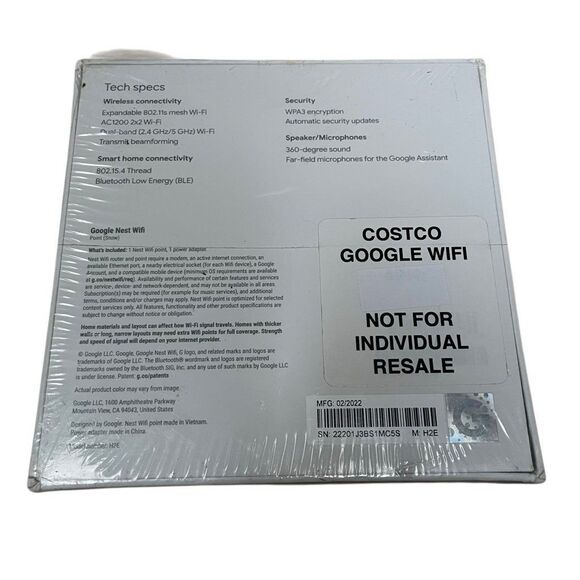 Google Nest WIFI Router AC1200 Add-on Point Range Extender Model H2E White NEW - Picture 7 of 7